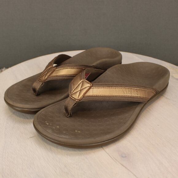 Vionic Sandals Womens 5 Brown Comfort Orthotic Flip Flops - Picture 4 of 10